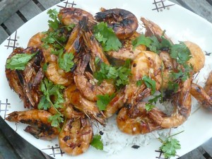 gambas grillées ail & gingembre