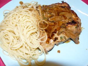 côtes de porc au soja et vin blanc