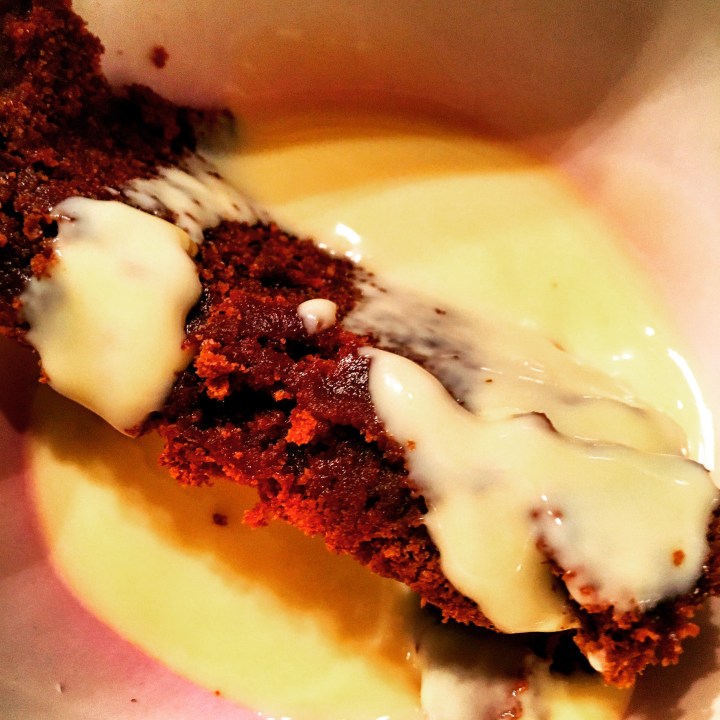 gâteau au chocolat caramel et crème anglaise