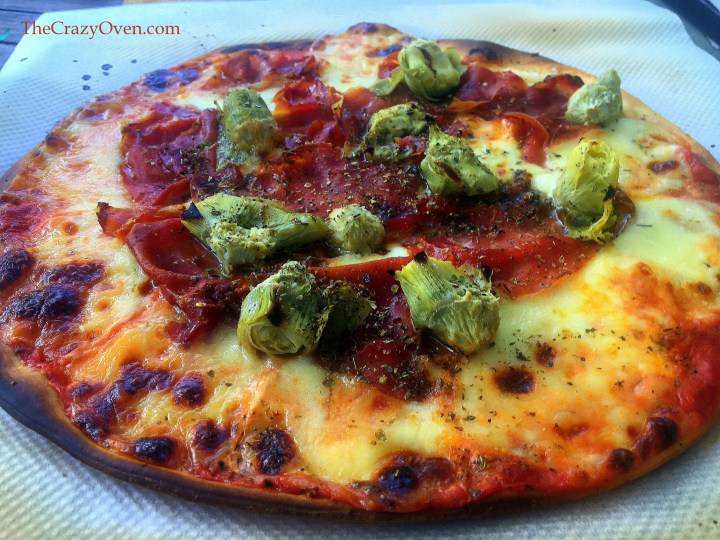 pizza au speck et aux artichauts