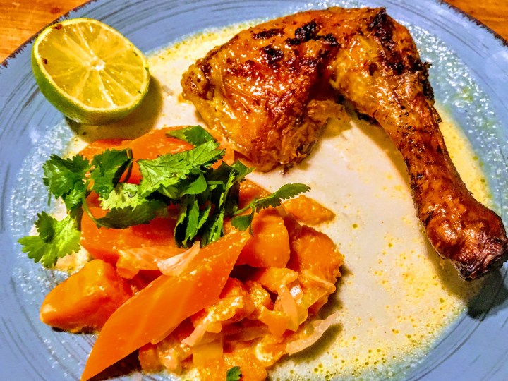 Poulet rôti à la mode colombo et ses légumes au lait de coco-thecrazyoven
