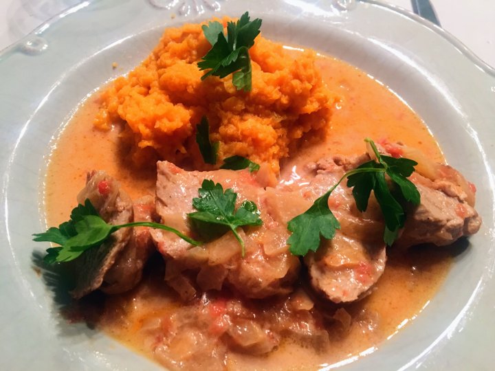 Filet mignon au cidre et patates douces